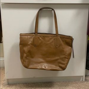 Fossil leather tote